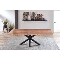 Esstisch Baumkante massiv Akazie natur 260 cm Spider-Gestell schwarz QUINCY von SAM OUTILLAGE