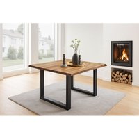 Esstisch Baumkante massiv Akazie natur 80 x 80 schwarz noah von SAM OUTILLAGE