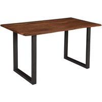 Esstisch Baumkante massiv Akazie nussbaum 110x75 cm U-Gestell schwarz INSA von SAM OUTILLAGE