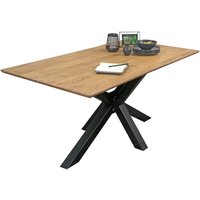 Sam Outillage - Esstisch 220 x 100 cm Akazie massiv naturfarben Schweizer Kante Spider-Gestell abby von SAM OUTILLAGE