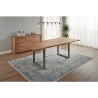 Sam Outillage - Esstisch Baumkante Akazie natur 180(280)x90 Ansteckplatten silber adina von SAM OUTILLAGE