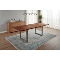 Sam Outillage - Esstisch Baumkante Akazie nuss 180(280)x90 Ansteckplatten silber adina von SAM OUTILLAGE