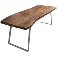 Sam Outillage - Esstisch Baumkante Akazie nussbaum 180 x 90 schräges U-Gestell silber halmstad Sam Outillage - Esstisch Baumkante Akazie nussbaum 180 x 90 schräges U-Gestell silber halmstad von SAM OUTILLAGE