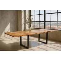 Sam Outillage - Esstisch Baumkante Akazie stone 220 (320) x 100 mit Ansteckplatten barcelona von SAM OUTILLAGE