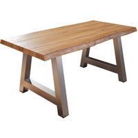 Sam Outillage - Esstisch Baumkante Massiv Akazie naturfarben 240x100 A-Gestell silber alicante von SAM OUTILLAGE