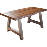 Sam Outillage - Esstisch Baumkante Massiv Akazie nussbaumfarben 280x100 A-Gestell silber alicante von SAM OUTILLAGE