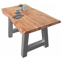 Sam Outillage - Esstisch Baumkante massiv Akazie Natur 160 x 85 A-Gestell silber cali von SAM OUTILLAGE