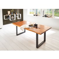 Sam Outillage - Esstisch Baumkante massiv Akazie cognac 160 x 85 schwarz imka von SAM OUTILLAGE