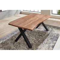 Sam Outillage - Esstisch Baumkante massiv Akazie natur 140 x 80 X-Gestell schwarz xanten von SAM OUTILLAGE