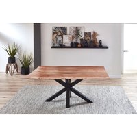 Sam Outillage - Esstisch Baumkante massiv Akazie natur 160 cm Spider-Gestell schwarz quincy von SAM OUTILLAGE