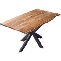 Esstisch Baumkante massiv Akazie natur 200 x 100 cm Spidergestell schwarz benni von SAM OUTILLAGE