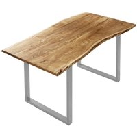 Sam Outillage - Esstisch Baumkante massiv Akazie naturfarben 130 x 75 cm silber U-Gestell billy Sam Outillage - Esstisch Baumkante massiv Akazie naturfarben 130 x 75 cm silber U-Gestell billy von SAM OUTILLAGE