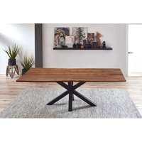 Sam Outillage - Esstisch Baumkante massiv Akazie nussbaum 300 cm Spider-Gestell schwarz quincy von SAM OUTILLAGE