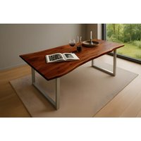 Sam Outillage - Esstisch Baumkante massiv Akazie nussbaum 300 x 100 silber quinn von SAM OUTILLAGE
