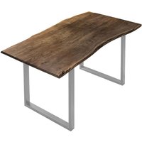 Sam Outillage - Esstisch Baumkante massiv Akazie nussbaumfarben 130 x 75 cm silber U-Gestell billy Sam Outillage - Esstisch Baumkante massiv Akazie nussbaumfarben 130 x 75 cm silber U-Gestell billy von SAM OUTILLAGE
