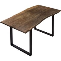 Sam Outillage - Esstisch Baumkante massiv Akazie nussbaumfarben 140 x 75 cm schwarz U-Gestell billy von SAM OUTILLAGE