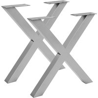 Sam Outillage - Tischgestell 2er Set Roheisen lackiert 70x10x74 cm silber X-Gestell von SAM OUTILLAGE