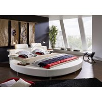 Rundbett Doppelbett 180 x 200 cm 2 Leselampen Weiß Classico von SAM OUTILLAGE