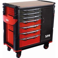 Sam Outillage - xxl extra breiter Werkzeugwagen mit 7 Schubladen mit Schrank und Holzplatte - 417-BXE von SAM OUTILLAGE