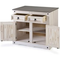 Sideboard Kommode 91,5 x 83,5 x 43 cm Pinienholz weiß grau lasiert MEXICO von SAM OUTILLAGE