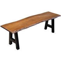 Sitzbank Baumkante 140 cm nussbaum massiv Akazie A-Gestell schwarz von SAM OUTILLAGE