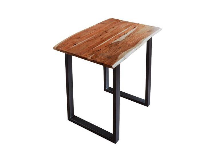 Bartisch Baumkante massiv Akazie nussbaum 80 x 80 schwarz Quebec von SAM-Stil-Art-Möbel