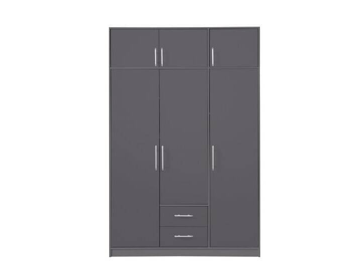 Deine Möbel 24 Kleiderschrank SAM SR2 3-türig Garderobensystem Artisan Anthrazit Weiß Eiche Sonoma (Set, 3-St., Stauraum) Drehtürenschrank 150 cm breit mit 2 Schubladen, grau von SAM-Stil-Art-Möbel