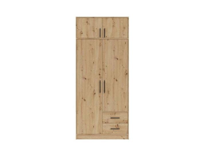 Deine Möbel 24 Kleiderschrank SAM SR3 2-türig Garderobensystem Artisan Anthrazit Weiß Eiche Sonoma (Set, 2-St., Stauraum) Drehtürenschrank 100 cm breit mit 2 Schubladen, beige von SAM-Stil-Art-Möbel