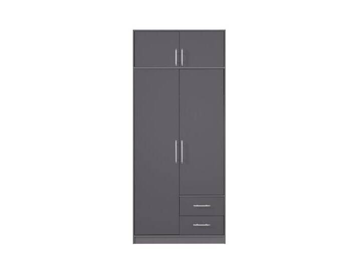 Deine Möbel 24 Kleiderschrank SAM SR3 2-türig Garderobensystem Artisan Anthrazit Weiß Eiche Sonoma (Set, 2-St., Stauraum) Drehtürenschrank 100 cm breit mit 2 Schubladen, grau von SAM-Stil-Art-Möbel