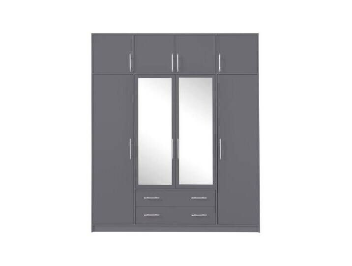 Deine Möbel 24 Kleiderschrank SAM SRL1 mit Spiegel 4-türig Garderobensystem Eiche Artisan Anthrazit (Set, 4-St., 200 cm Stauraum) Drehtürenschrank, grau von SAM-Stil-Art-Möbel