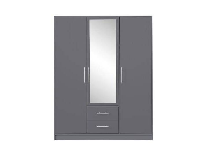Deine Möbel 24 Kleiderschrank SAM SRL2 3-türig Garderobensystem Artisan Anthrazit Weiß Eiche Sonoma (Set, 3-St., 150 cm breit Stauraum) Drehtürenschrank mit Spiegel 150 cm breit mit 2 Schubladen, grau von SAM-Stil-Art-Möbel