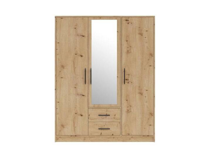 Deine Möbel 24 Kleiderschrank SAM SRL2 3-türig Garderobensystem Artisan Anthrazit Weiß Eiche Sonoma (Set, 3-St., 150 cm breit Stauraum) Drehtürenschrank mit Spiegel 150 cm breit mit 2 Schubladen, beige von SAM-Stil-Art-Möbel