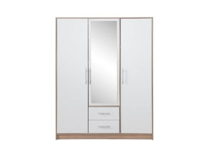 Deine Möbel 24 Kleiderschrank SAM SRL2 3-türig Garderobensystem Artisan Anthrazit Weiß Eiche Sonoma (Set, 3-St., 150 cm breit Stauraum) Drehtürenschrank mit Spiegel 150 cm breit mit 2 Schubladen, weiß von SAM-Stil-Art-Möbel