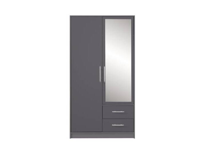 Deine Möbel 24 Kleiderschrank SAM SRL3 2-türig Garderobensystem Artisan Anthrazit Weiß Eiche Sonoma (Set, 2-St., Stauraum) Drehtürenschrank mit Spiegel 100 cm breit mit 2 Schubladen, grau von SAM-Stil-Art-Möbel