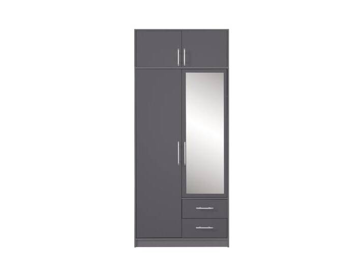 Deine Möbel 24 Kleiderschrank SAM SRL3 2-türig Garderobensystem Artisan Anthrazit Weiß Eiche Sonoma (Set, 2-St., Stauraum) Drehtürenschrank mit Spiegel 100 cm breit mit 2 Schubladen, grau von SAM-Stil-Art-Möbel