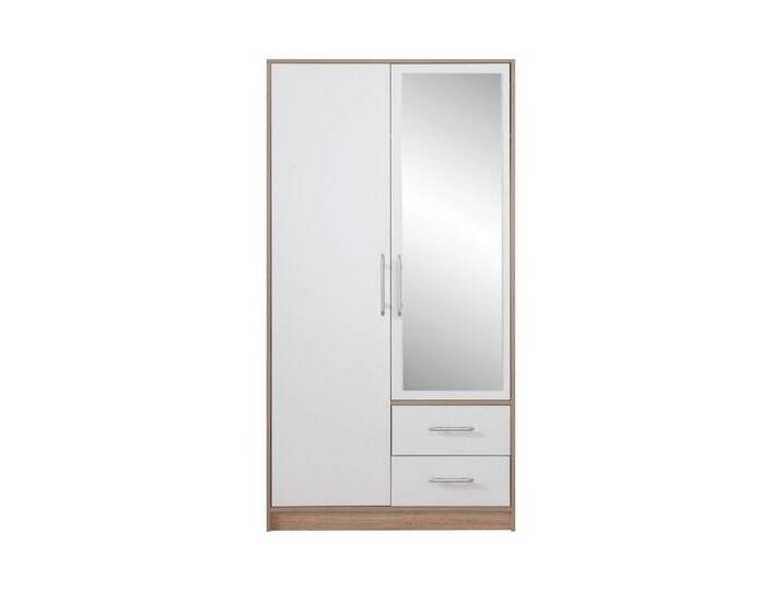 Deine Möbel 24 Kleiderschrank SAM SRL3 2-türig Garderobensystem Artisan Anthrazit Weiß Eiche Sonoma (Set, 2-St., Stauraum) Drehtürenschrank mit Spiegel 100 cm breit mit 2 Schubladen, weiß von SAM-Stil-Art-Möbel