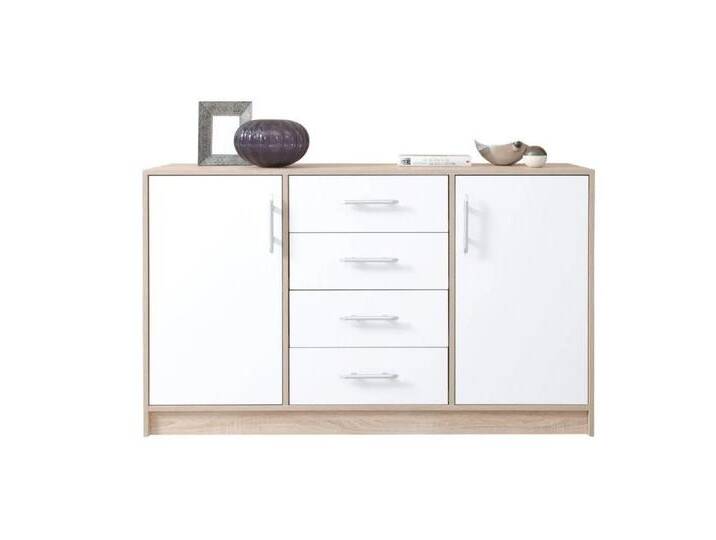 Deine Möbel 24 Kommode SAM SRK1 Garderobe Garderobensystem Artisan Anthrazit 2-türig (Set, 3 St., große Kommode 140 cm breit Stauraum Weiß Sonoma), Drehtür inkl. geschlossene Fächer Einlegeböden 4 Schubladen von SAM-Stil-Art-Möbel
