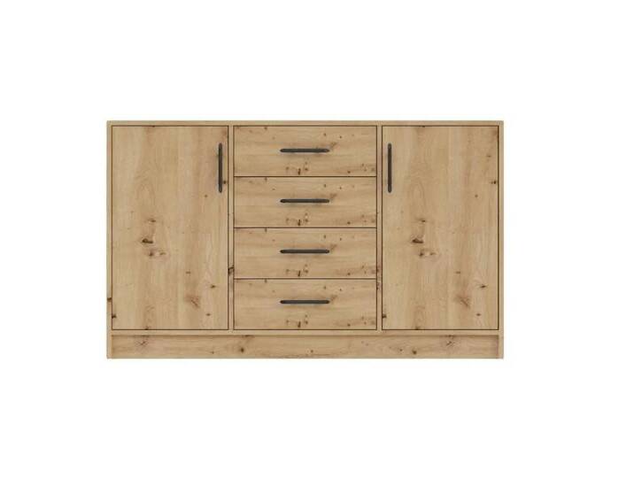 Deine Möbel 24 Kommode SAM SRK1 Garderobe Garderobensystem Artisan Anthrazit 2-türig (Set, 3 St., große Kommode 140 cm breit Stauraum Weiß Sonoma), Drehtür inkl. geschlossene Fächer Einlegeböden 4 Schubladen von SAM-Stil-Art-Möbel