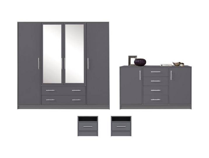 Deine Möbel 24 Schlafzimmer-Set SAM B Schlafzimmer, (Schrank SRL1 Kommode SRK1 Nachttisch SR7, 4-tlg., Eiche Artisan Weiß Matt Sonoma Anthrazit Cashmere), inkl. Kleiderschrank 4-türig Kommode 2x Nachttisch von SAM-Stil-Art-Möbel