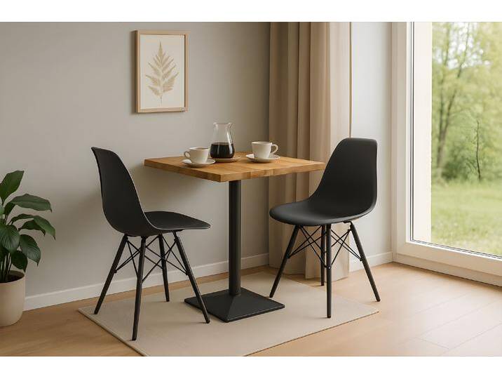 Essgruppe Bistrotisch Baumkante massiv 60 x 60 cm Mango rough schwarz Säulengestell INES Essgruppe Bistrotisch Baumkante massiv 60 x 60 cm Mango rough schwarz Säulengestell INES von Möbelliebling