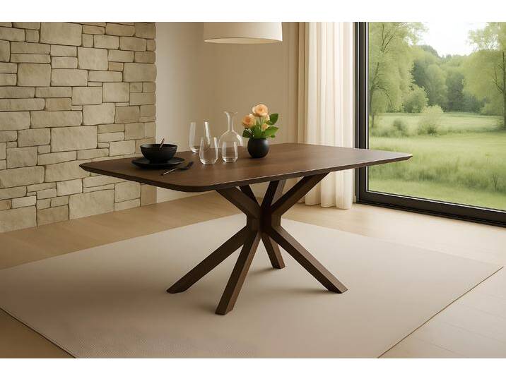 Esstisch 140 x 80 cm Akazie massiv kastanienfarben Schweizer Kante Spider-Gestell Holz kastanie ROBERTO Esstisch 140 x 80 cm Akazie massiv kastanienfarben Schweizer Kante Spider-Gestell Holz kastanie ROBERTO von Möbelliebling
