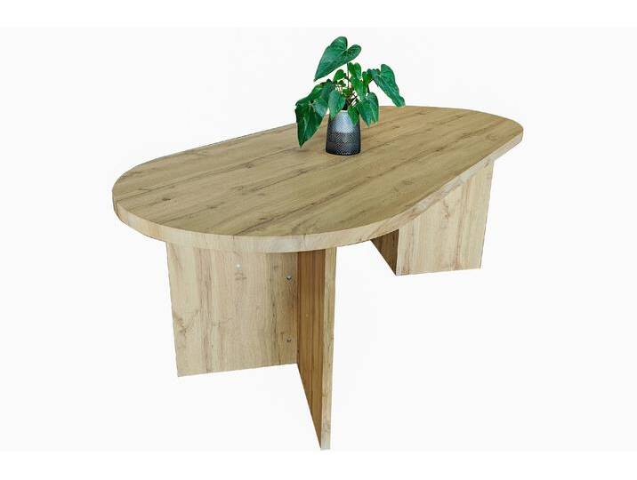 Esstisch 204 x 90 cm Holz Wildeiche-Optik gerade Kante oval V-Gestell OVI Esstisch 204 x 90 cm Holz Wildeiche-Optik gerade Kante oval V-Gestell OVI von Möbelliebling