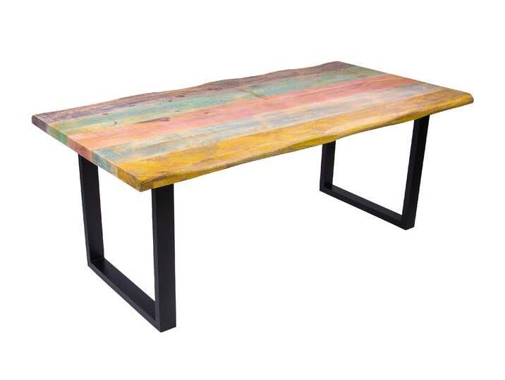 Esstisch Baumkante 160 x 85 cm Mango massiv Bunt U-Gestell Schwarz LIBRO Esstisch Baumkante 160 x 85 cm Mango massiv Bunt U-Gestell Schwarz LIBRO von Möbelliebling