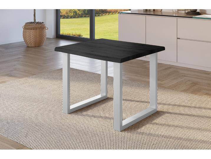 Esstisch Baumkante Holz-Optik Grau 80 x 80 U-Gestell silber JULIUS Esstisch Baumkante Holz-Optik Grau 80 x 80 U-Gestell silber JULIUS von Möbelliebling