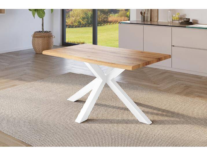 Esstisch Baumkante Holz-Optik Wildeiche 160 x 85 Spider-Gestell weiß JULIUS Esstisch Baumkante Holz-Optik Wildeiche 160 x 85 Spider-Gestell weiß JULIUS von Möbelliebling