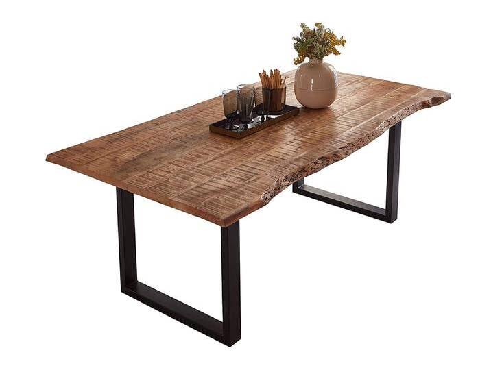 Esstisch Baumkante Massiv Mango naturfarben 200 x 100 schwarz U-Gestell NORINA Esstisch Baumkante Massiv Mango naturfarben 200 x 100 schwarz U-Gestell NORINA von Möbelliebling