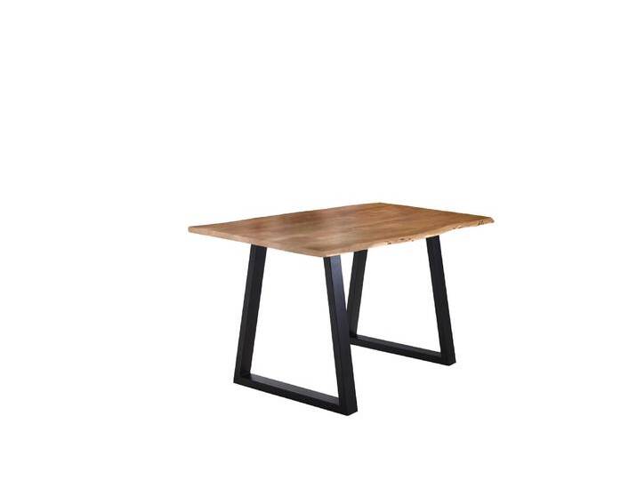 Esstisch Baumkante massiv Akazie natur 160 x 85 schwarz V-Gestell LUBIN von Möbelliebling