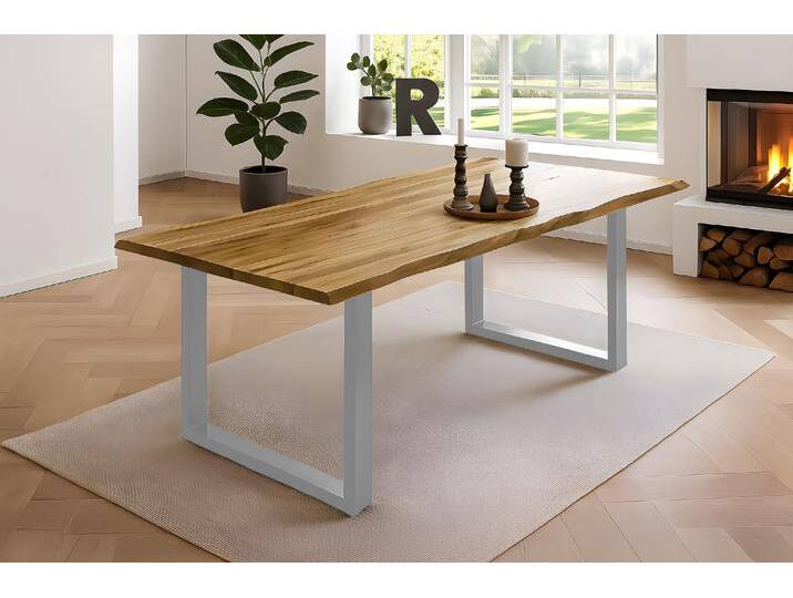 Esstisch Baumkante massiv Akazie natur 160 x 85 silber NOAH Esstisch Baumkante massiv Akazie natur 160 x 85 silber NOAH von Möbelliebling