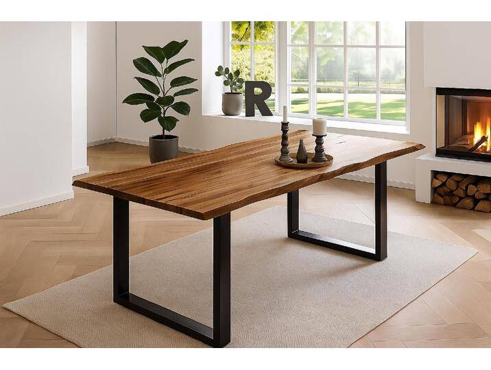 Esstisch Baumkante massiv Akazie natur 200 x 100 schwarz NOAH Esstisch Baumkante massiv Akazie natur 200 x 100 schwarz NOAH von Möbelliebling