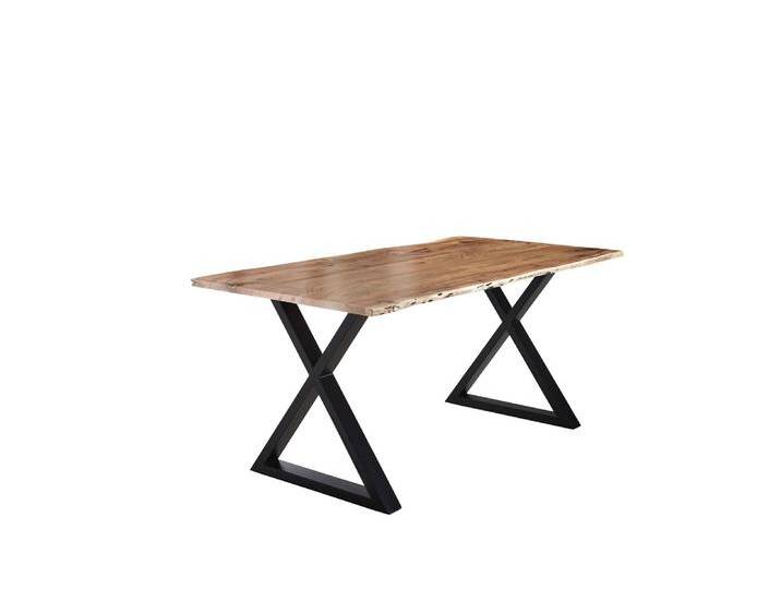 Esstisch Baumkante massiv Akazie natur 200 x 100 schwarz X-Gestell LUBIN Esstisch Baumkante massiv Akazie natur 200 x 100 schwarz X-Gestell LUBIN von Möbelliebling